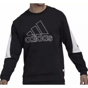 NEW Adidas Men's XL Black White Embroidered Logo Sweatshirt Crewneck